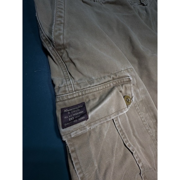 VTG Abercrombie & Fitch Baggy Cargo Pants Mens 36x30 Y2K Military Skater Tan - Picture 7 of 14